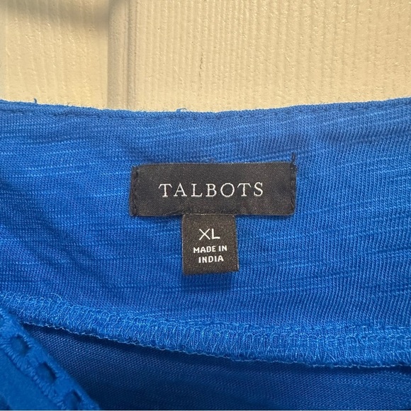 Talbots Cobalt Blue Stretch Eyelet Slub Fit and Flare Dress Size XL - Picture 4 of 7